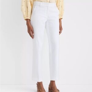 LOFT Petite Riviera Slim Pants in Doubleweave Cropped White Tailored Dress Pants